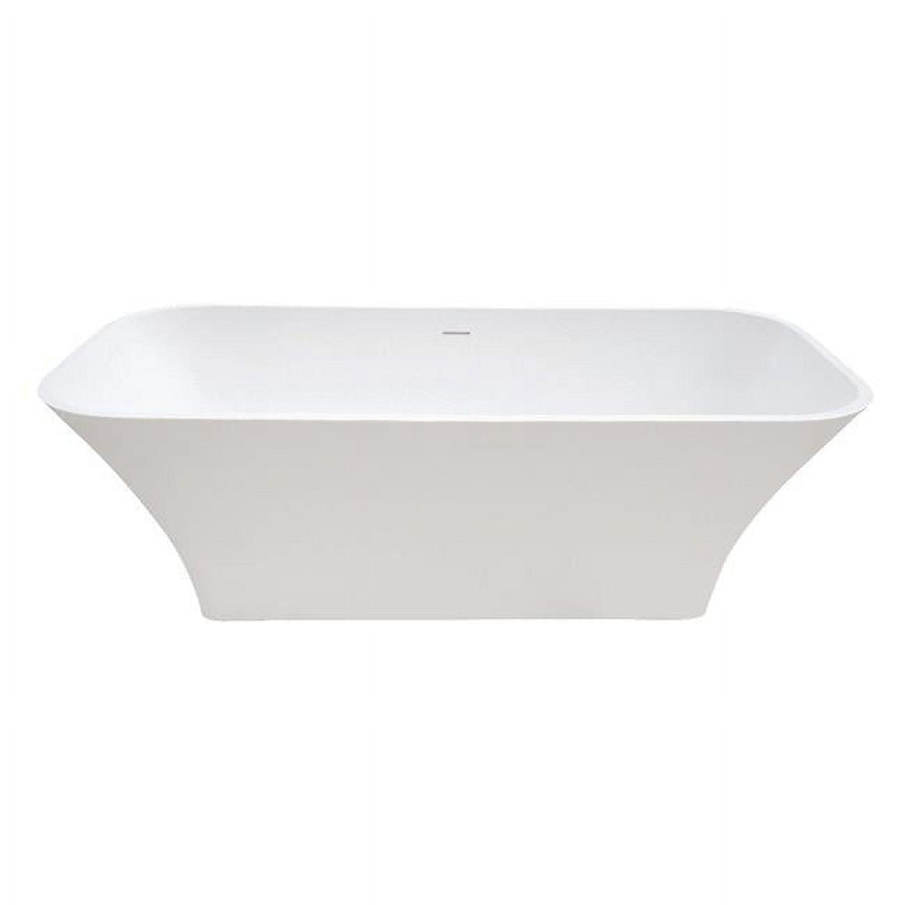 Kingston Brass Arcticstone 68-Inch Solid Surface Rectangular Double Ended Freestanding Tub with Drain