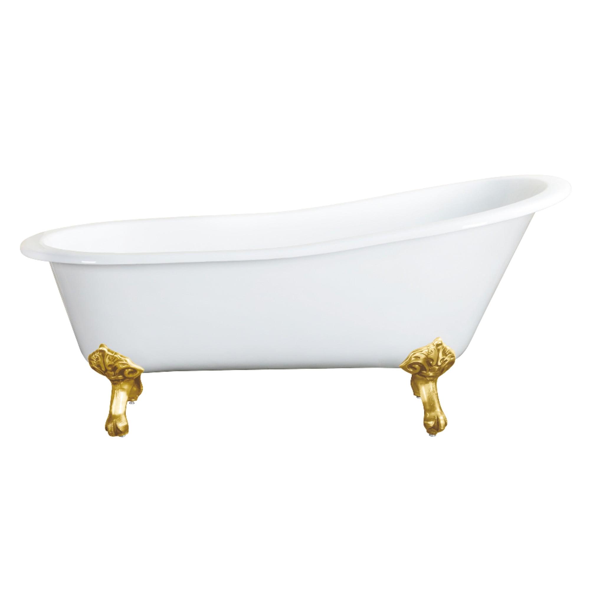 Kingston Brass Aqua Eden 61-Inch Cast Iron Oval Single Slipper Clawfoot Tub (No Faucet Drillings)