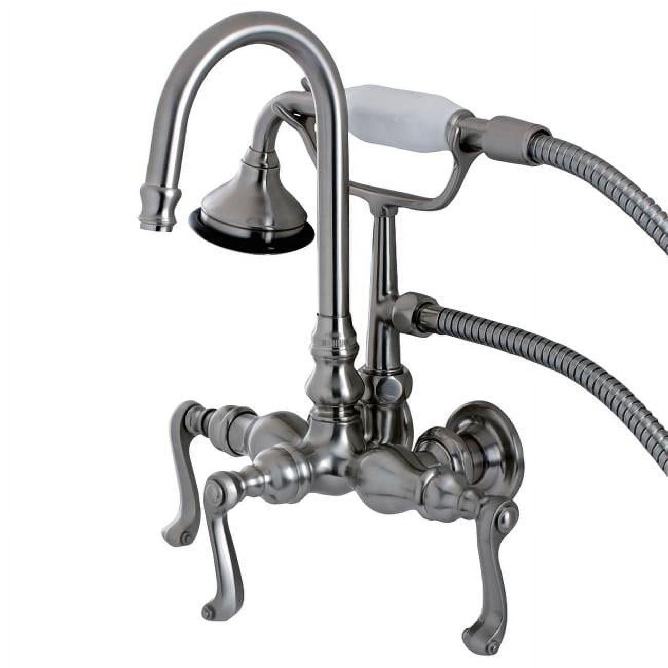 Elegant Vintage High-Arc Clawfoot Tub Faucet with Handshower in Brushed Nickel