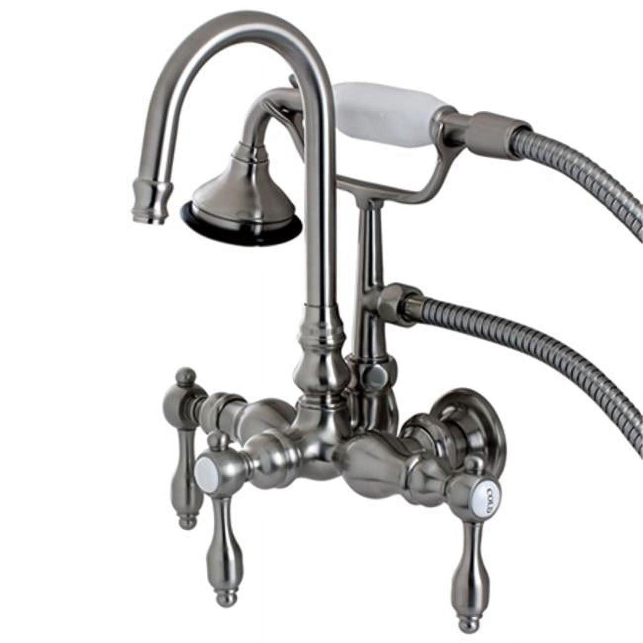 Vintage Triple Handle Wall Mounted Clawfoot Tub Faucet Trim with Diverter and Handshower