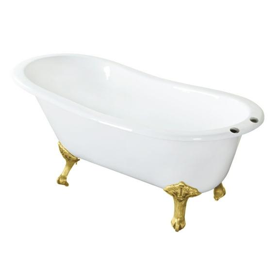 Kingston Brass Aqua Eden 61-Inch Cast Iron Oval Single Slipper Clawfoot Tub (7-Inch Faucet Drillings)