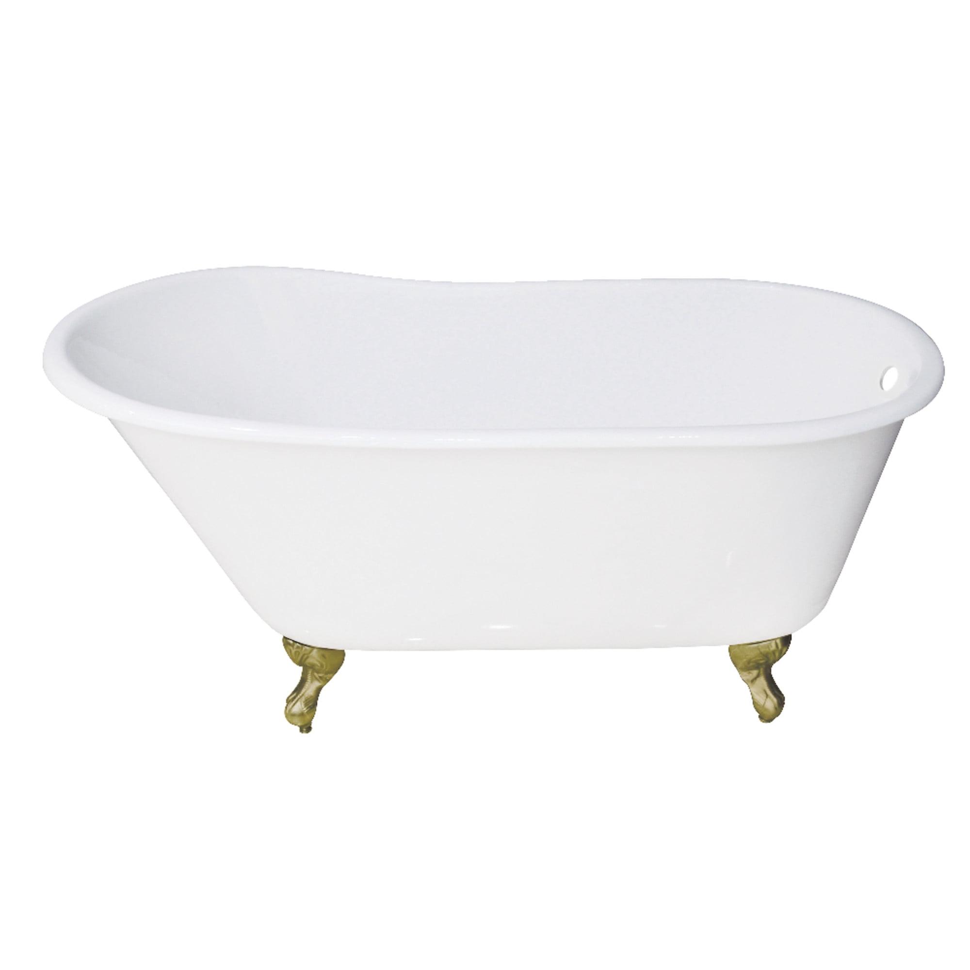 Kingston Brass Kingston Brass Aqua Eden 53-Inch Cast Iron Oval Single Slipper Clawfoot Tub (No Faucet Drillings) VCTND5328NT7