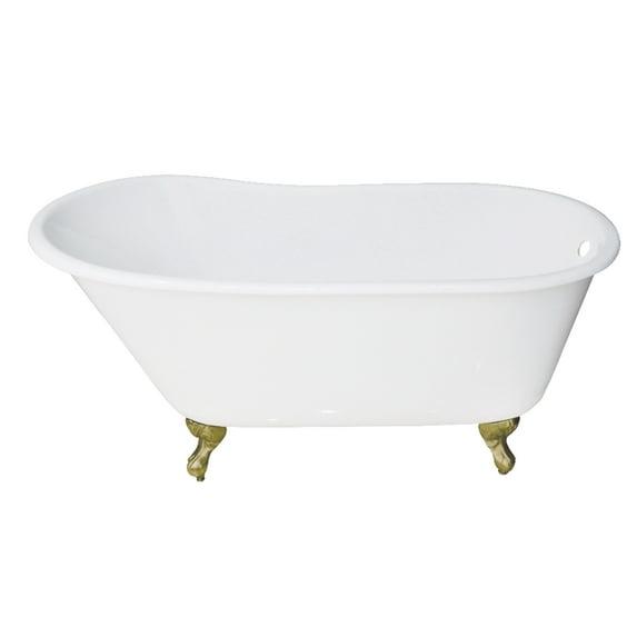 Kingston Brass Kingston Brass Aqua Eden 53-Inch Cast Iron Oval Single Slipper Clawfoot Tub (No Faucet Drillings) VCTND5328NT7