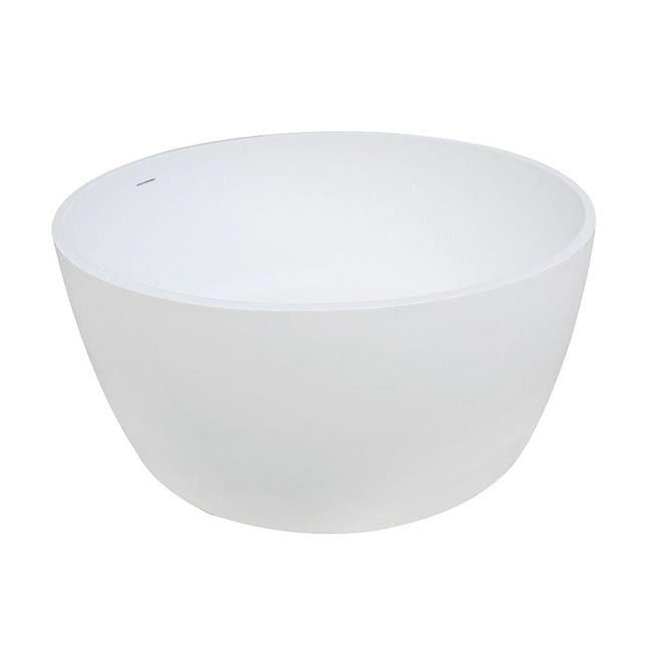 Kingston Brass Arcticstone 51-Inch Solid Surface Round Double Ended Freestanding Tub with Drain