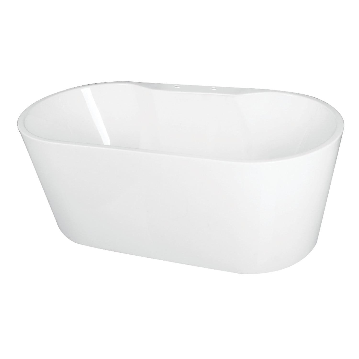 Kingston Brass Aqua Eden 55-Inch Acrylic Oval Double Ended Freestanding Tub with Drain