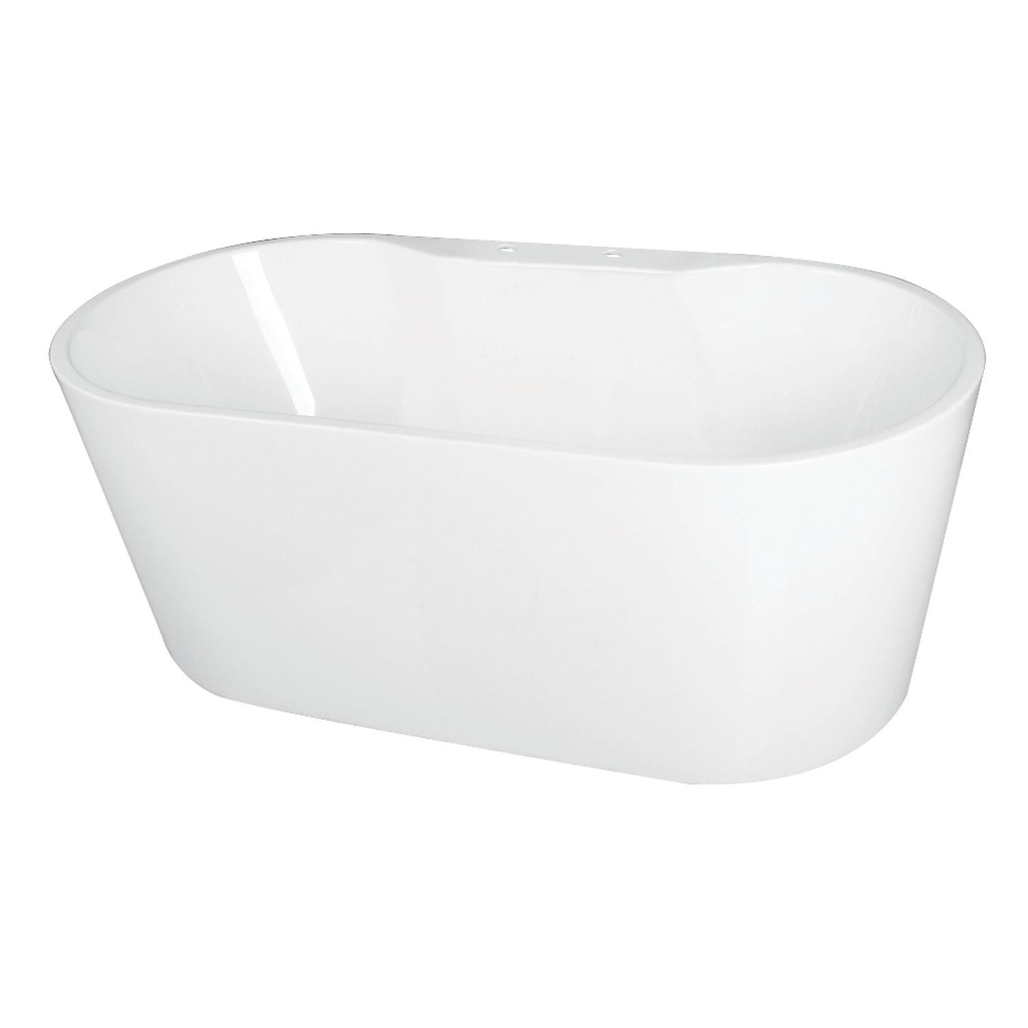 Kingston Brass Aqua Eden 66-5/16-Inch Acrylic Oval Double Ended Freestanding Tub with Drain