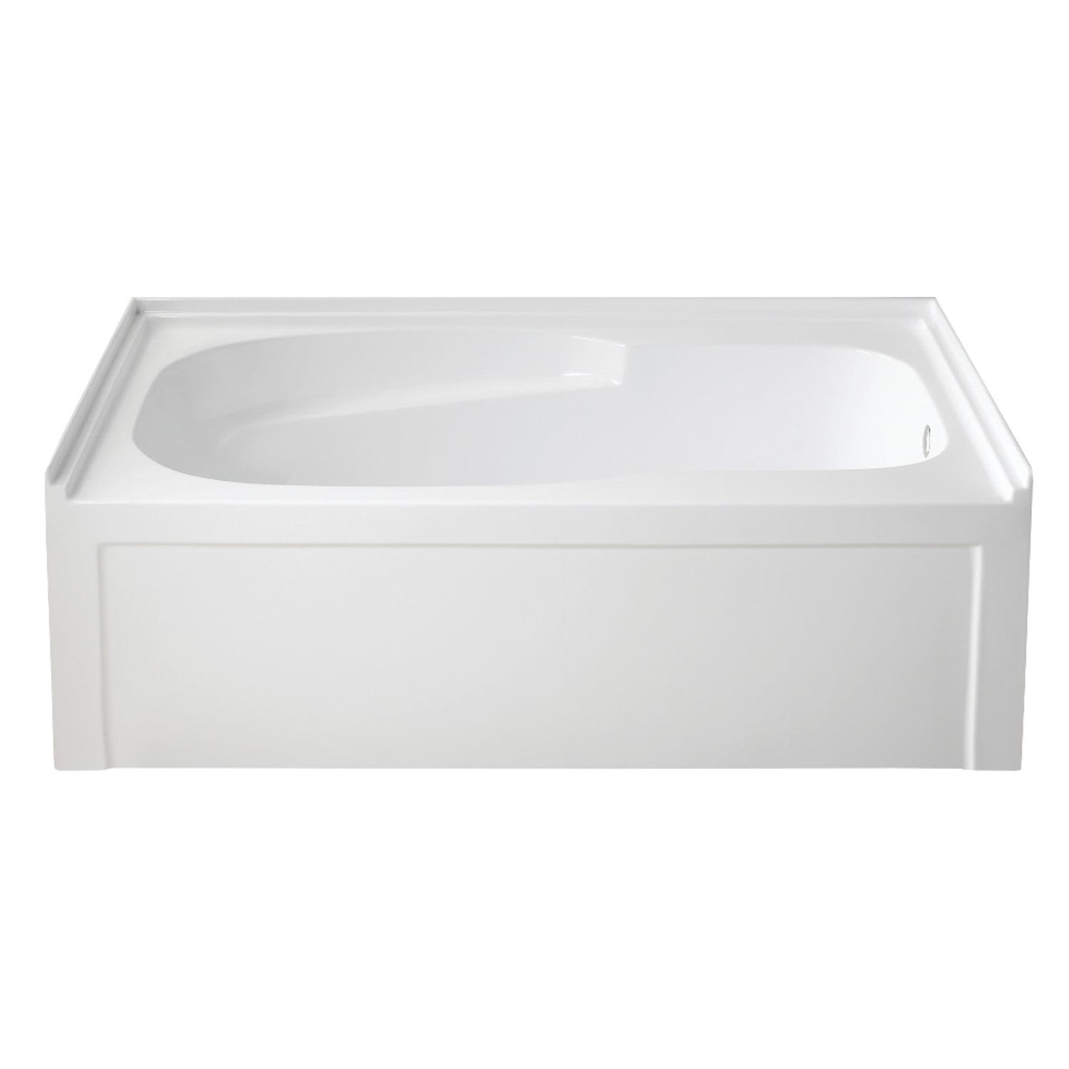 Kingston Brass Aqua Eden 60-Inch Acrylic Rectangular 3-Wall Alcove Tub with Armrests and Anti-Skid Surface