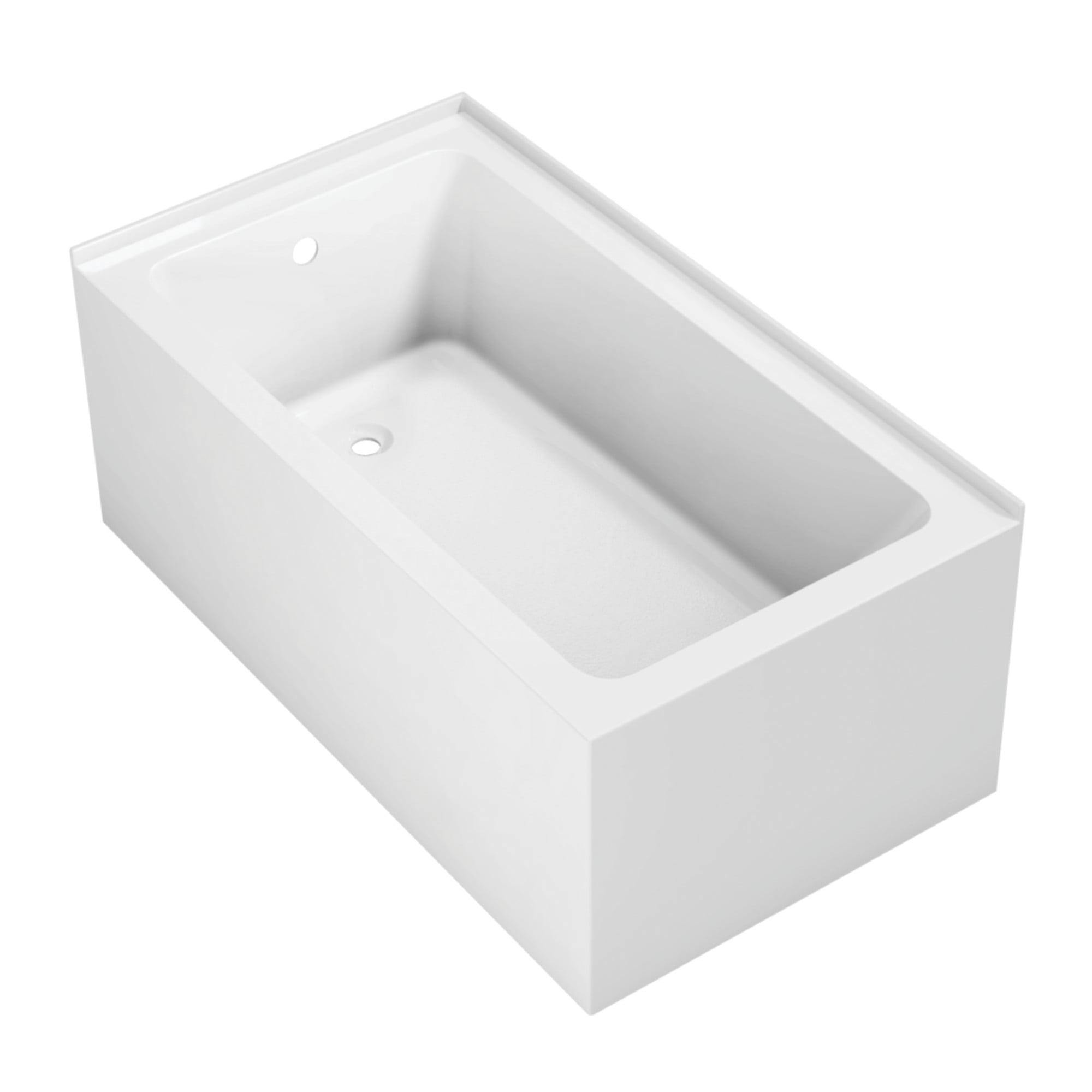 Kingston Brass Aqua Eden 54-Inch Acrylic Rectangular 2-Wall Corner Alcove Tub, Hand Drain