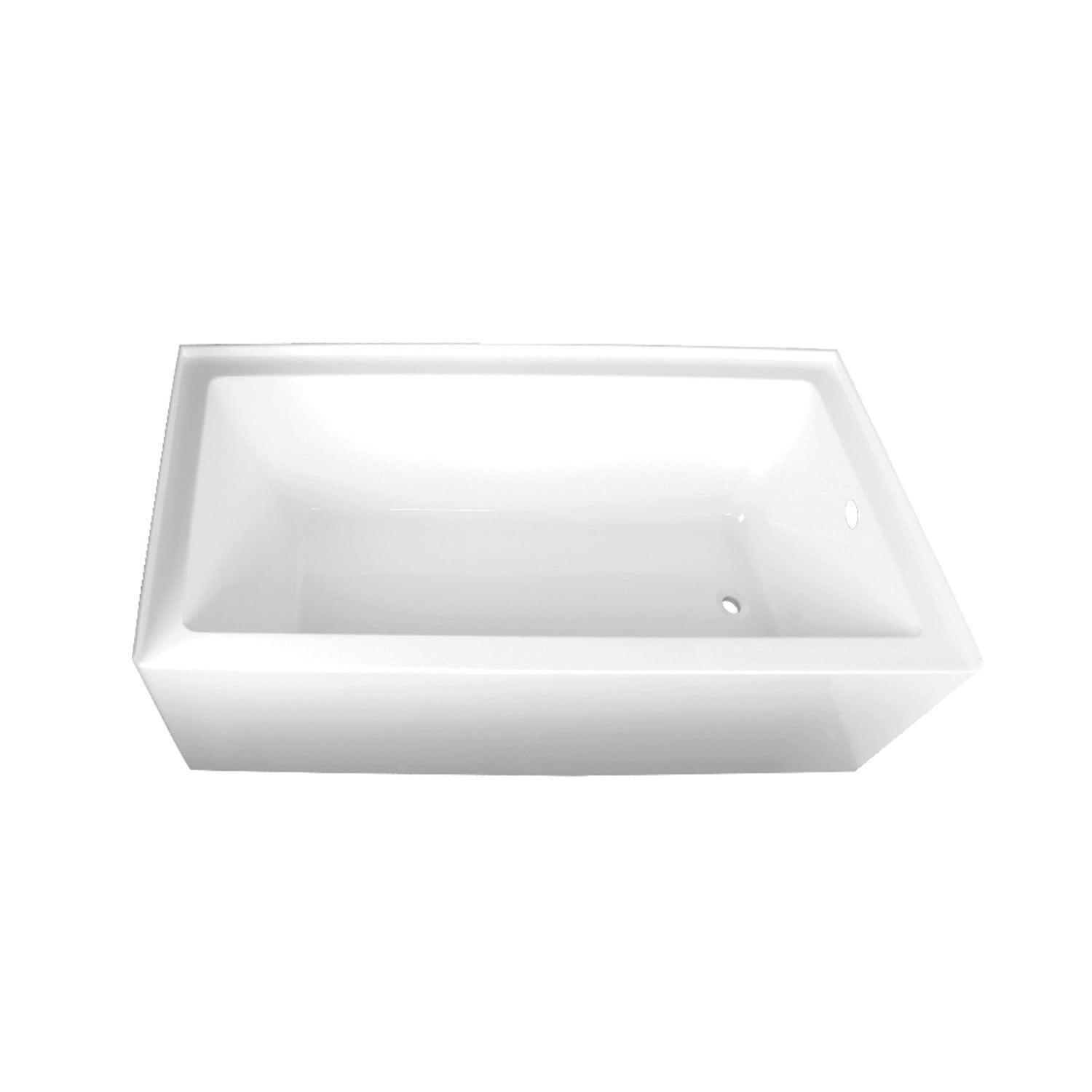 Aqua Eden 60-Inch White Acrylic Alcove Bathtub with Right Hand Drain