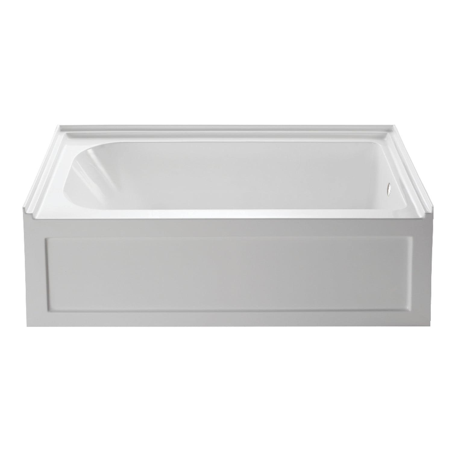 Kingston Brass Aqua Eden 60-Inch Acrylic Rectangular 3-Wall Alcove Tub with Anti-Skid Surface