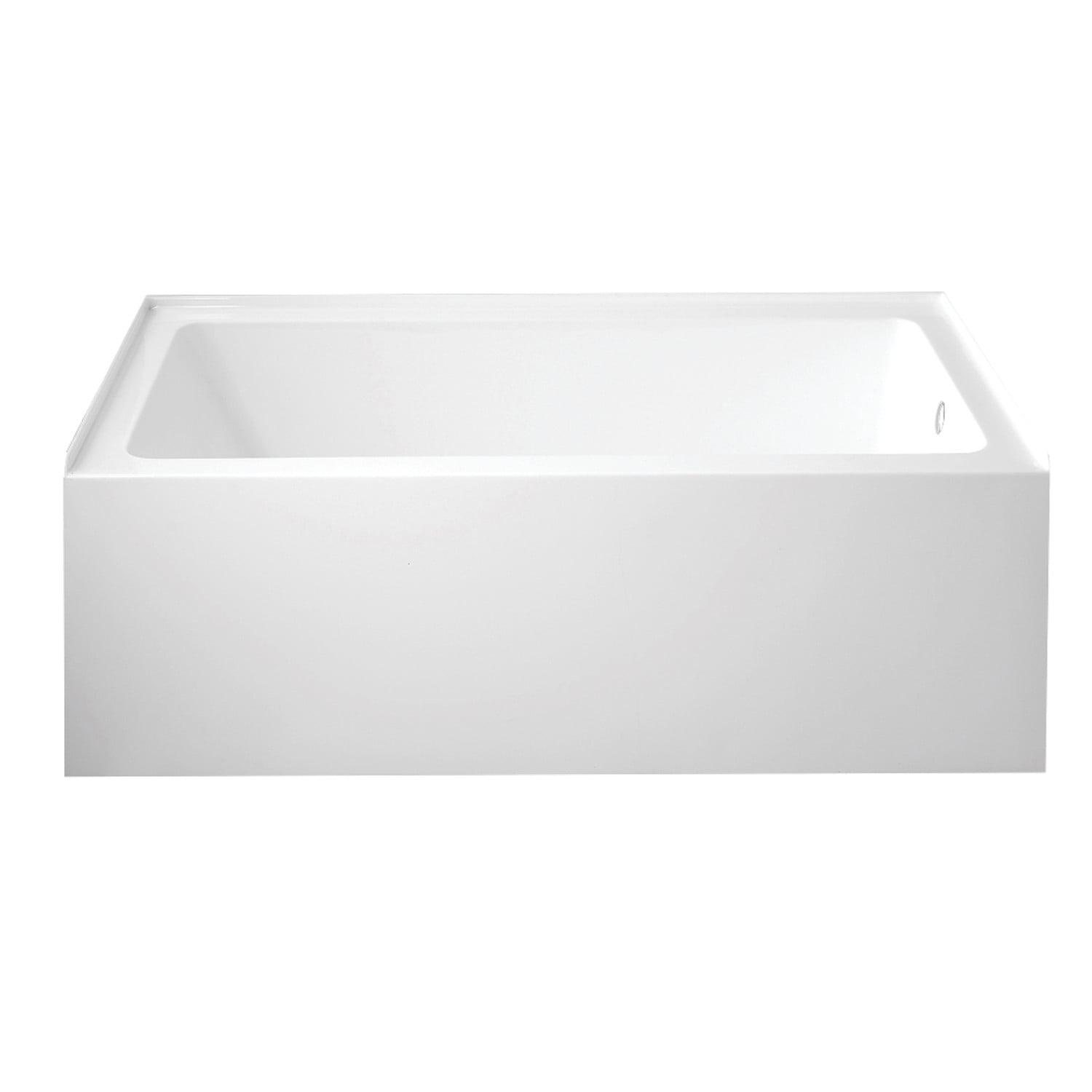 Kingston Brass Aqua Eden 60-Inch Acrylic Rectangular 3-Wall Alcove Tub with Anti-Skid Surface