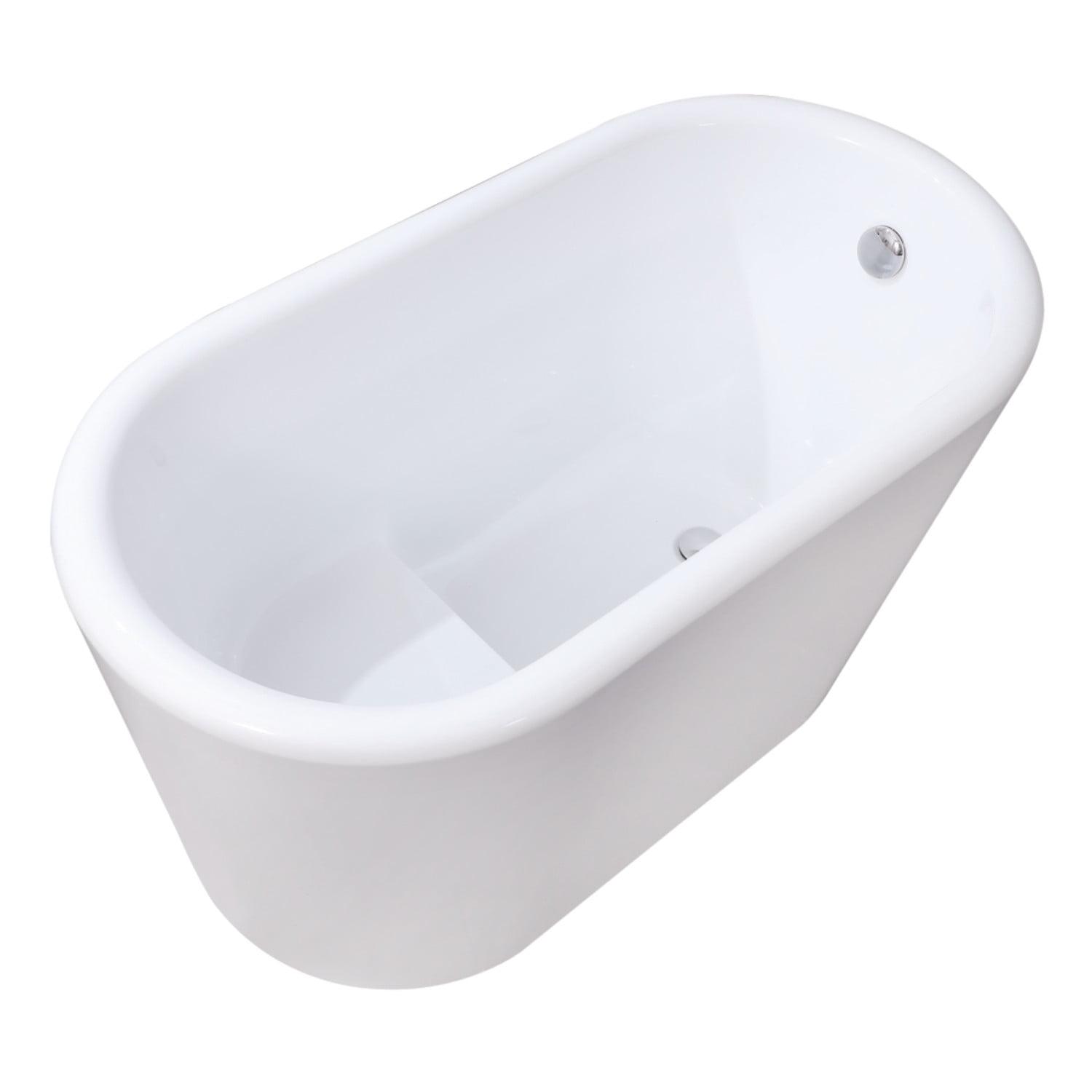 Kingston Brass Aqua Eden 51-Inch Acrylic Oval Double Ended Freestanding Tub with Drain and Integrated Seat