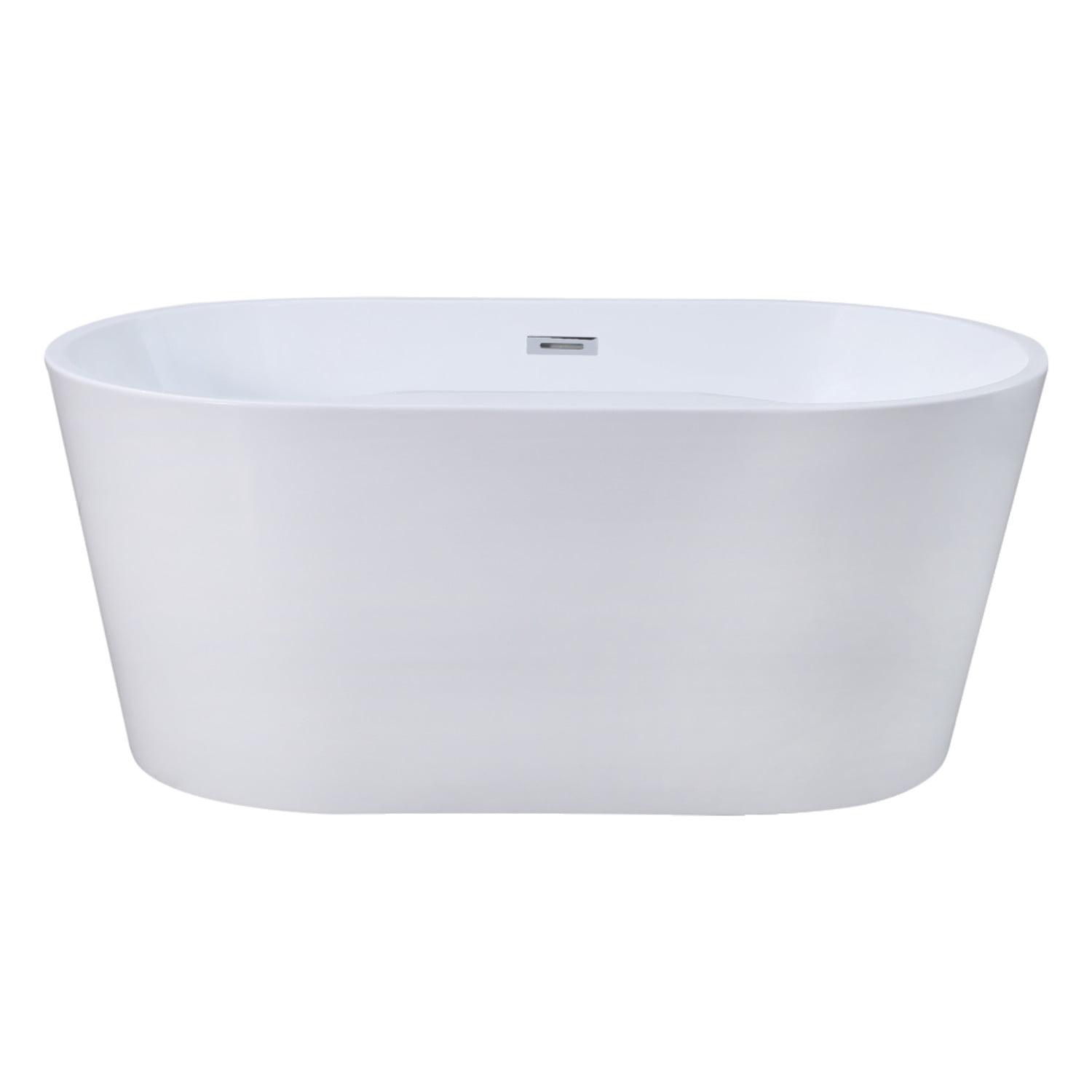 Kingston Brass Aqua Eden 56-Inch Acrylic Oval Double Ended Freestanding Tub with Drain