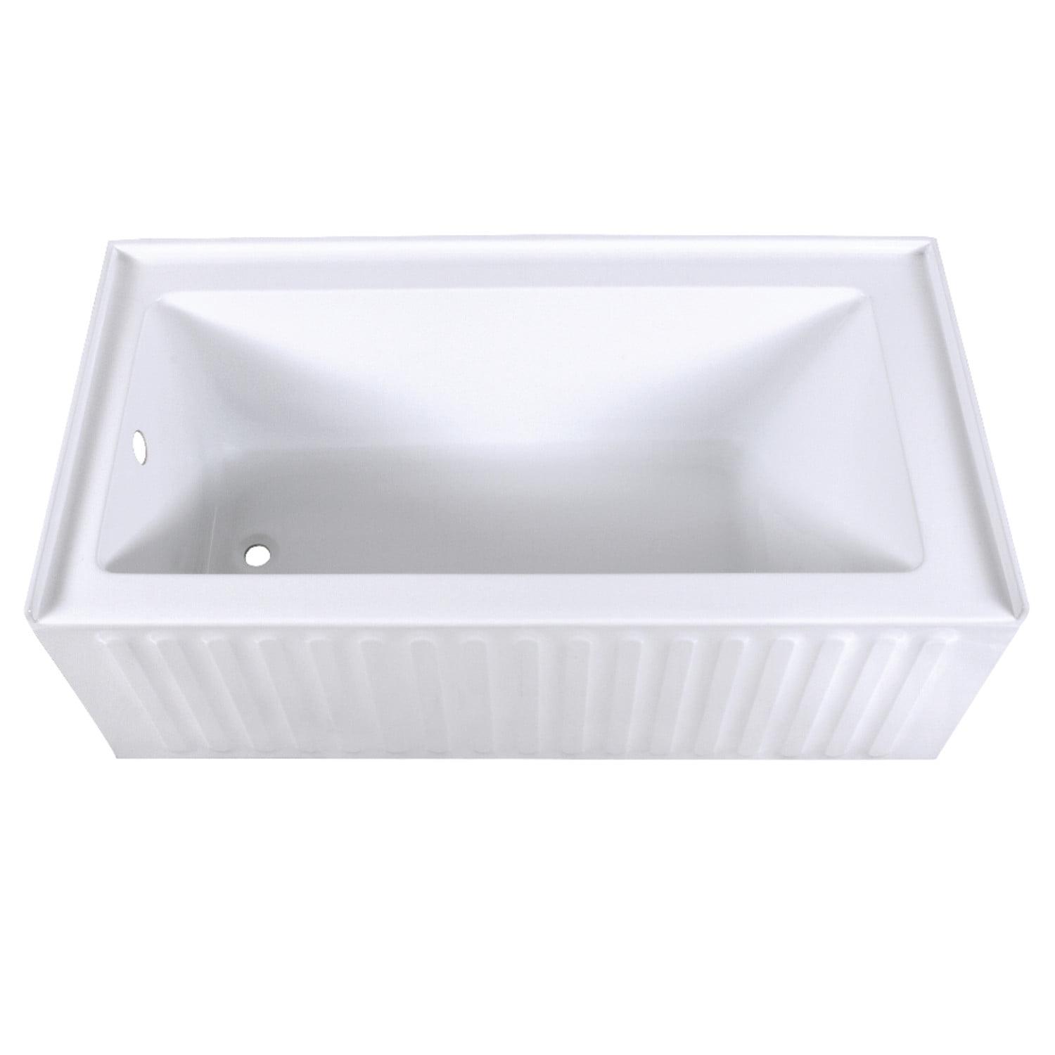 Kingston Brass Aqua Eden 60-Inch Acrylic Rectangular 3-Wall Alcove Tub, Drain Hole