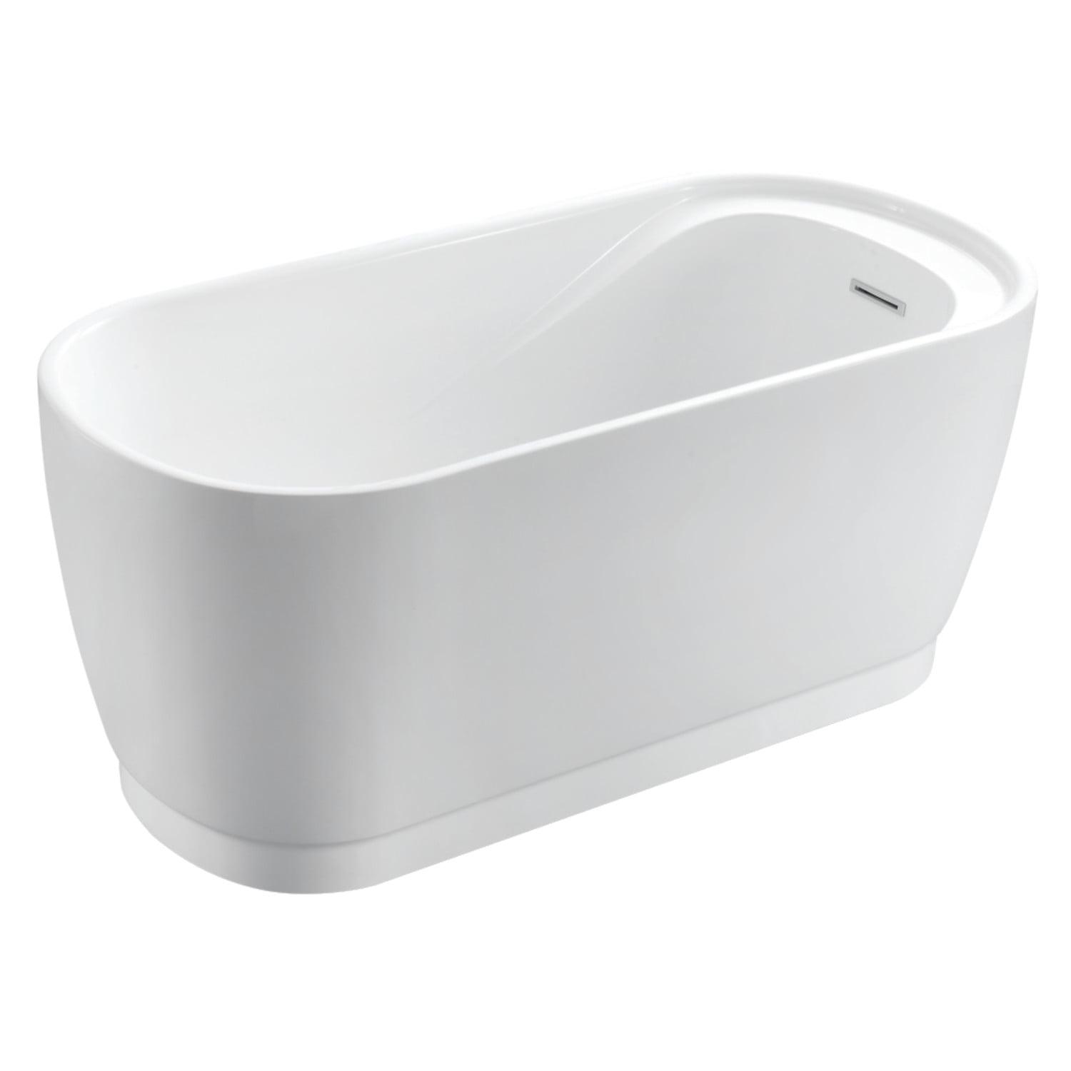Kingston Brass Aqua Eden 51-Inch Acrylic Oval Double Ended Freestanding Tub with Drain and Integrated Seat