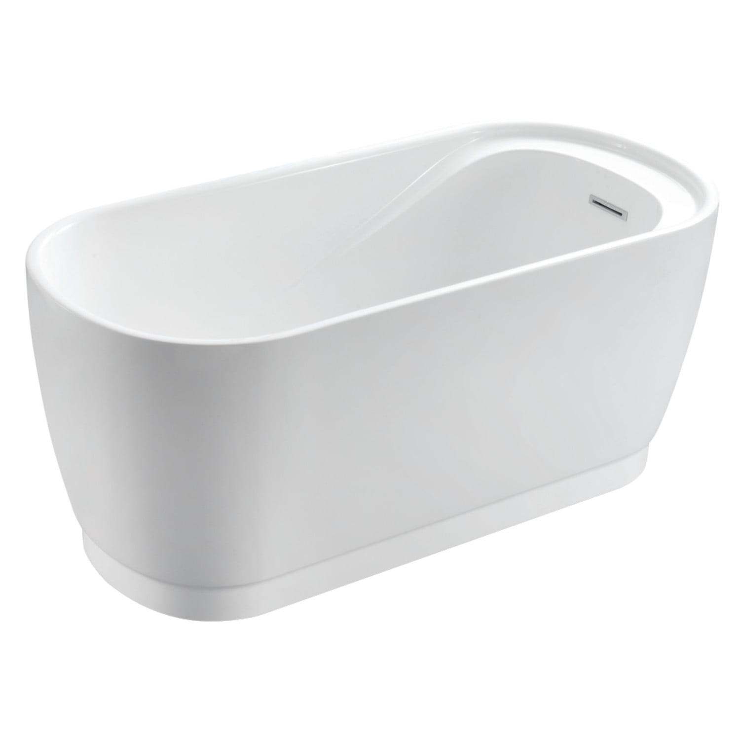 Kingston Brass Aqua Eden 59-Inch Acrylic Oval Double Ended Freestanding Tub with Drain and Integrated Seat
