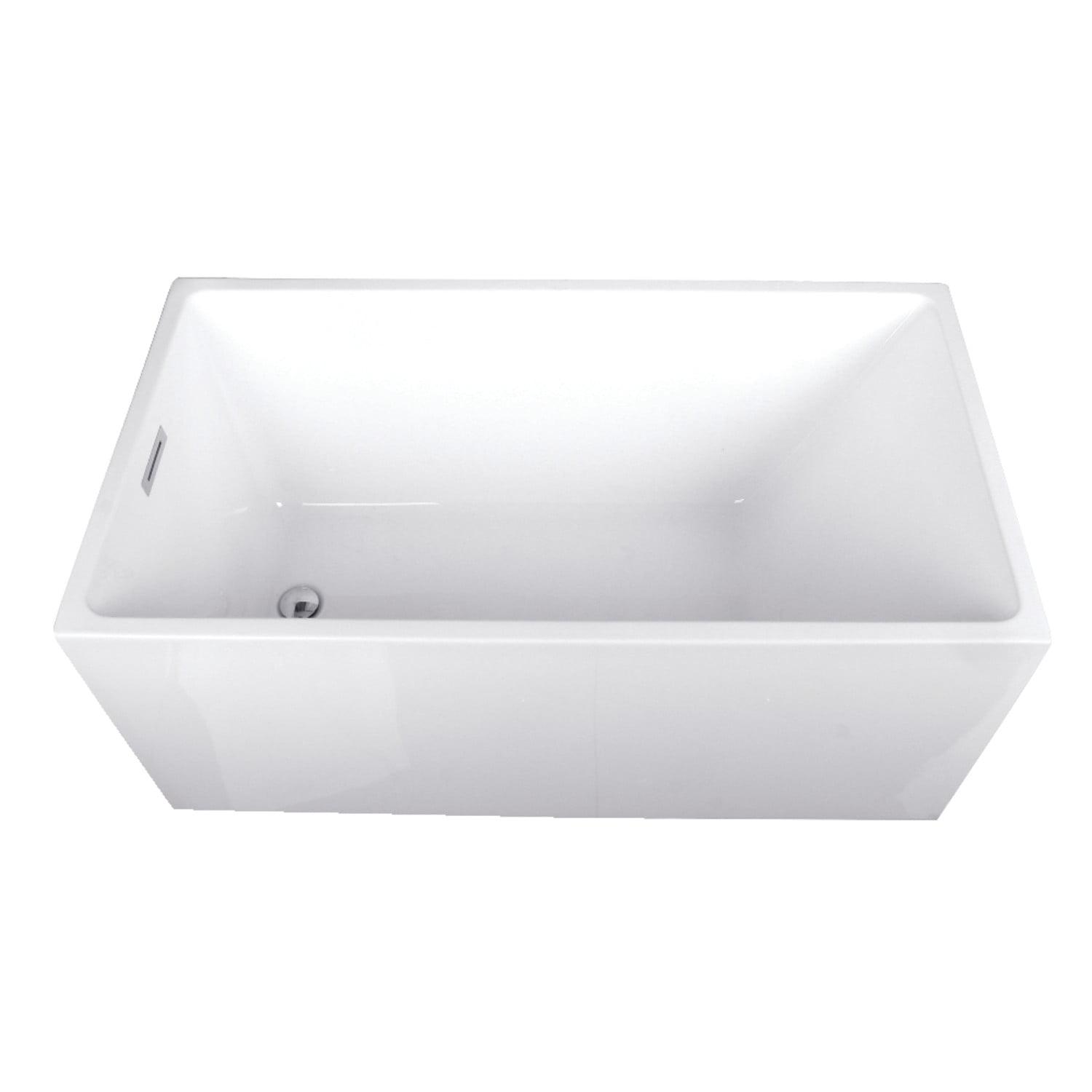 Kingston Brass Aqua Eden 51-Inch Acrylic Rectangular Double Ended Freestanding Tub with Drain