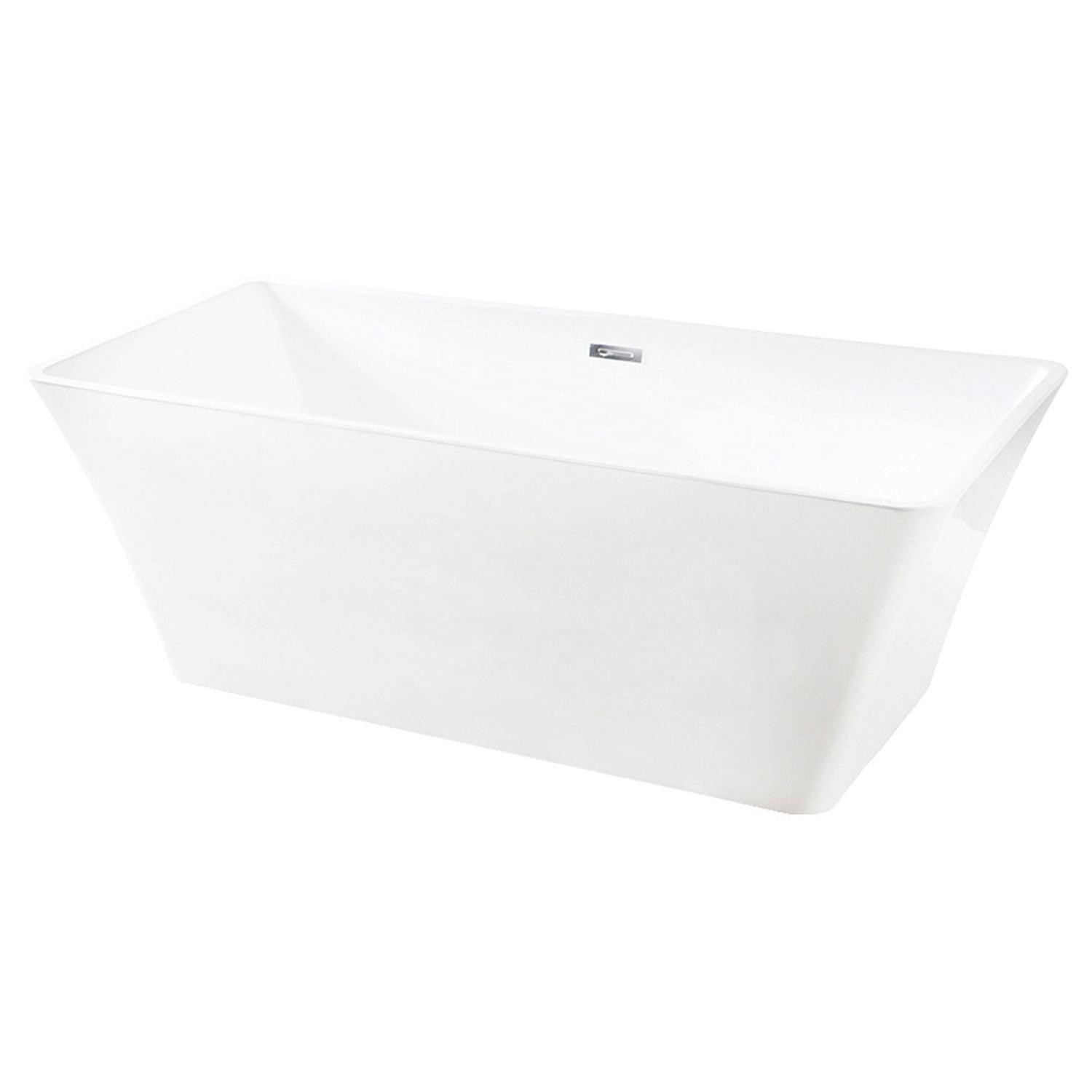 Kingston Brass Aqua Eden 67-Inch Acrylic Rectangular Double Ended Freestanding Tub with Drain