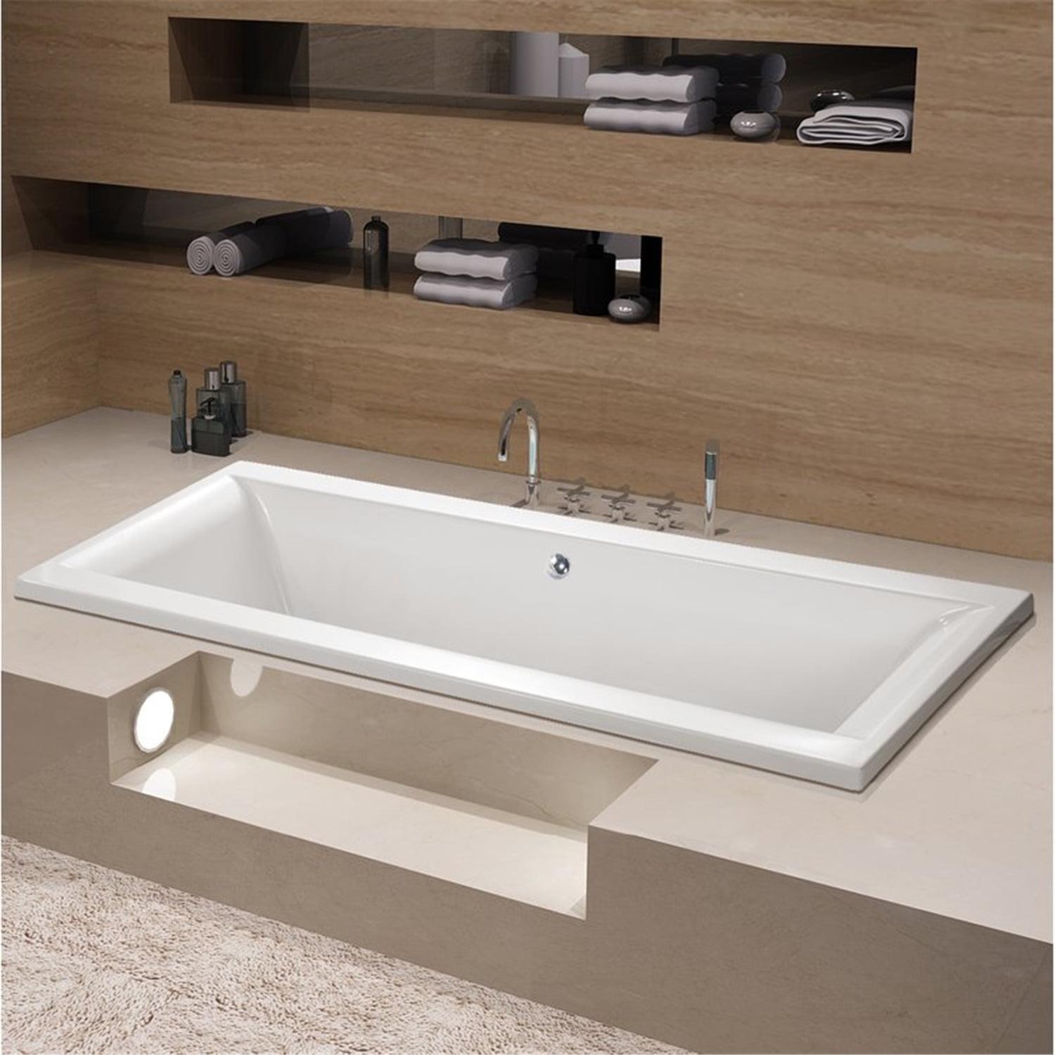 Aqua Eden 67-Inch White Acrylic Rectangular Drop-In Tub