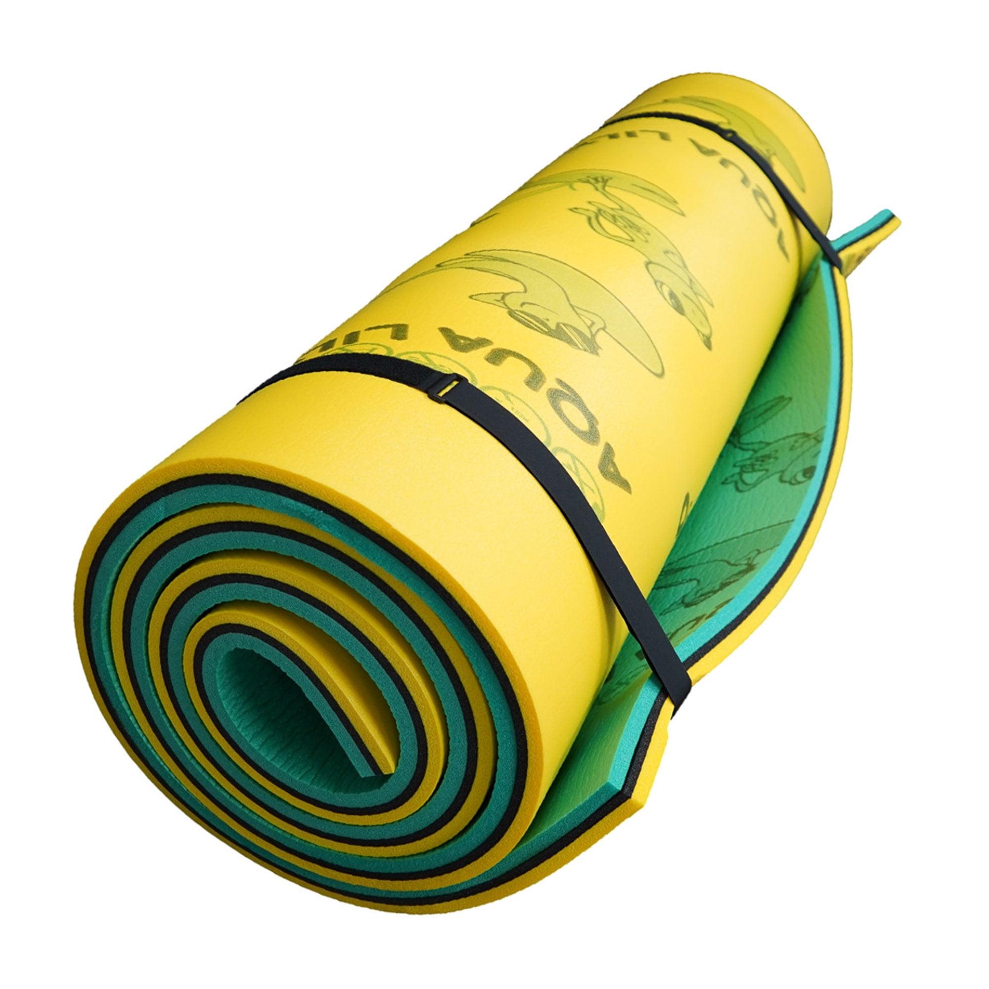 Aqua Lily Pad Floating Mat with Duracore, Foam Lake Pool Water Float with 3 Layer Construction for Outdoor Swimming, 6’ x 18’, Yellow/Green
