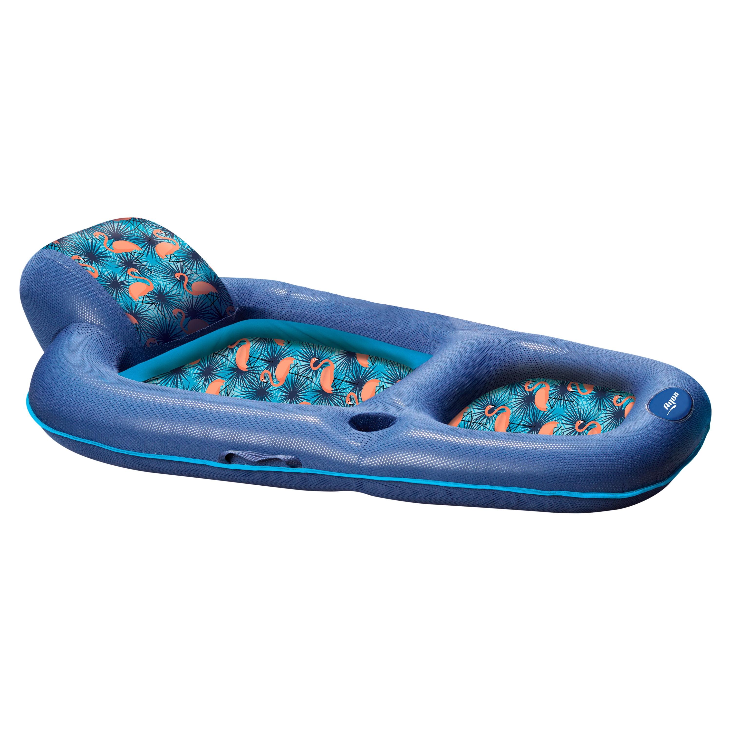 Aqua Luxury Water Lounge Recliner Pool Float with Headrest, Backrest & Footrest, Pink Flamingo