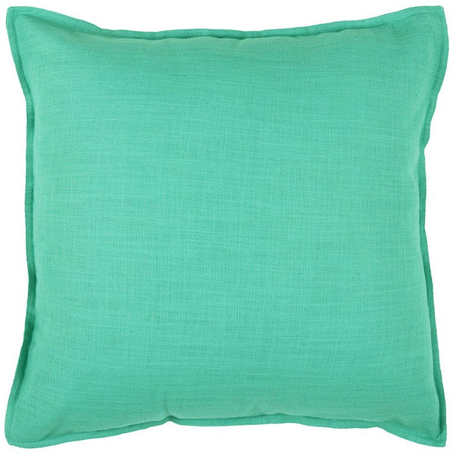 Aqua Solid Color Flange Edge Throw Pillow
