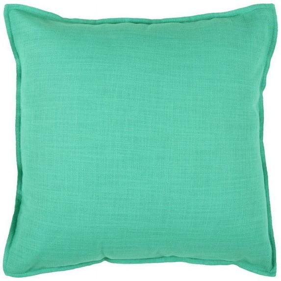 Aqua Solid Color Flange Edge Throw Pillow