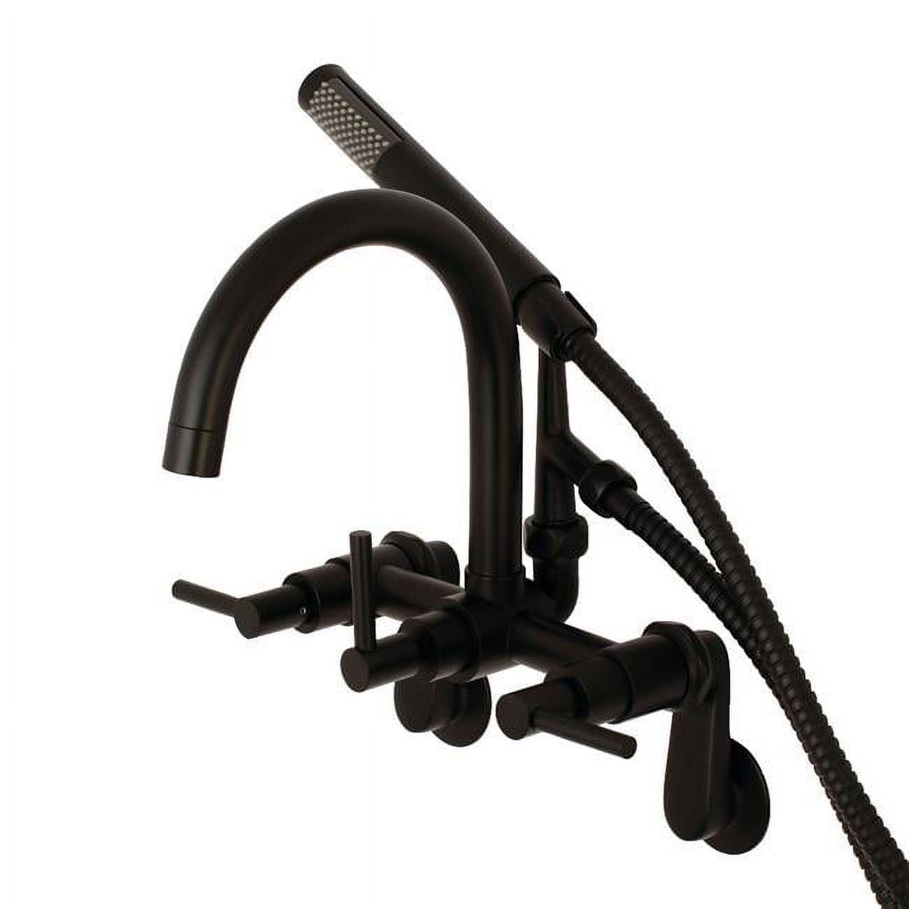Kingston Brass Concord Three-Handle 2-Hole Tub Wall Mount Clawfoot Tub Faucet with Hand Shower
