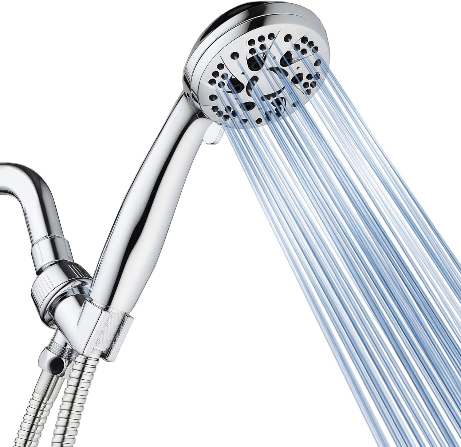 Chrome 6-Setting Handheld Shower Head with Hose