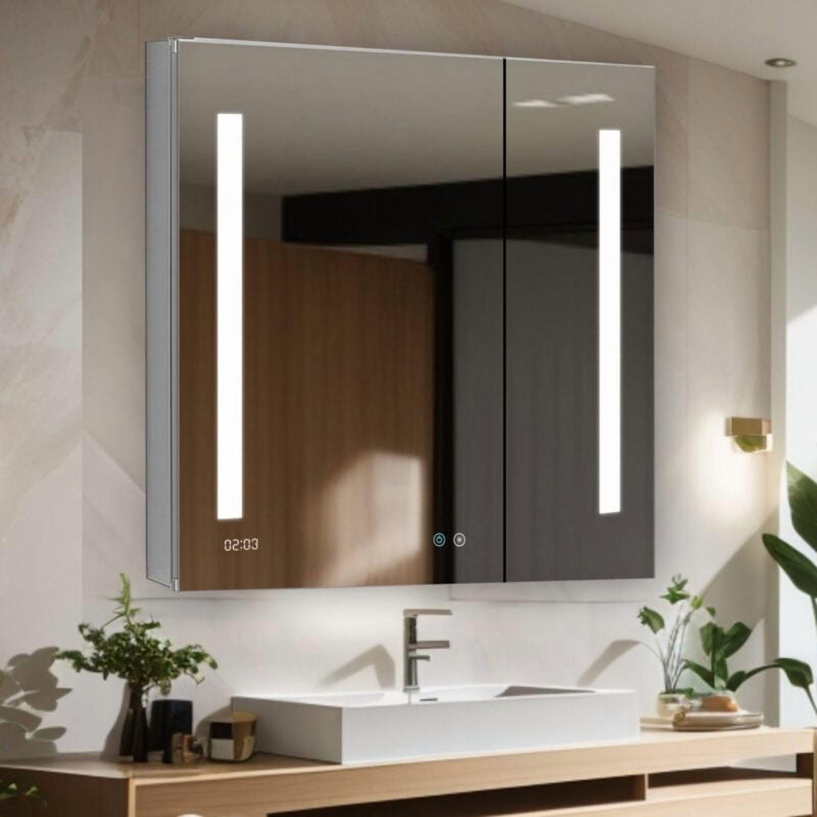 AQUADOM AQUADOM Signature Royale LED Medicine Cabinet with Defogger, Electrical Outlets, Digital Clock, Dimmer, Adjustable LED 3X Magnifying Mirror