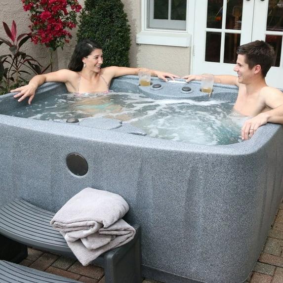 AquaRest Discover AR150 Standard 4-Person 12-Jet Plug & Play Hot Tub with LED Waterfall and Friction Heating