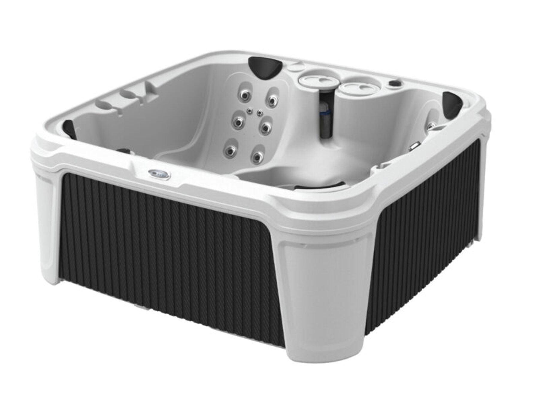 Whitestone and Black Onyx 6-Person Square Hot Tub with Jets