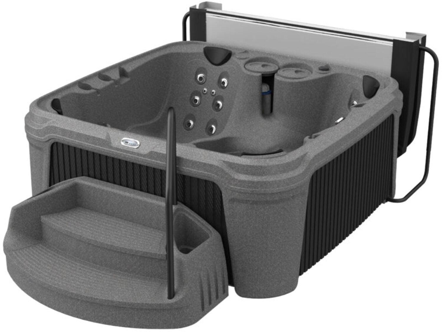 AquaRest DayDream 3500 Ensemble 6-Person 35-Jet Plug & Play Hot Tub with Ozonator, LED Waterfall, Stainless Steel Heater, Step, Cover Lifter and Ice Bucket