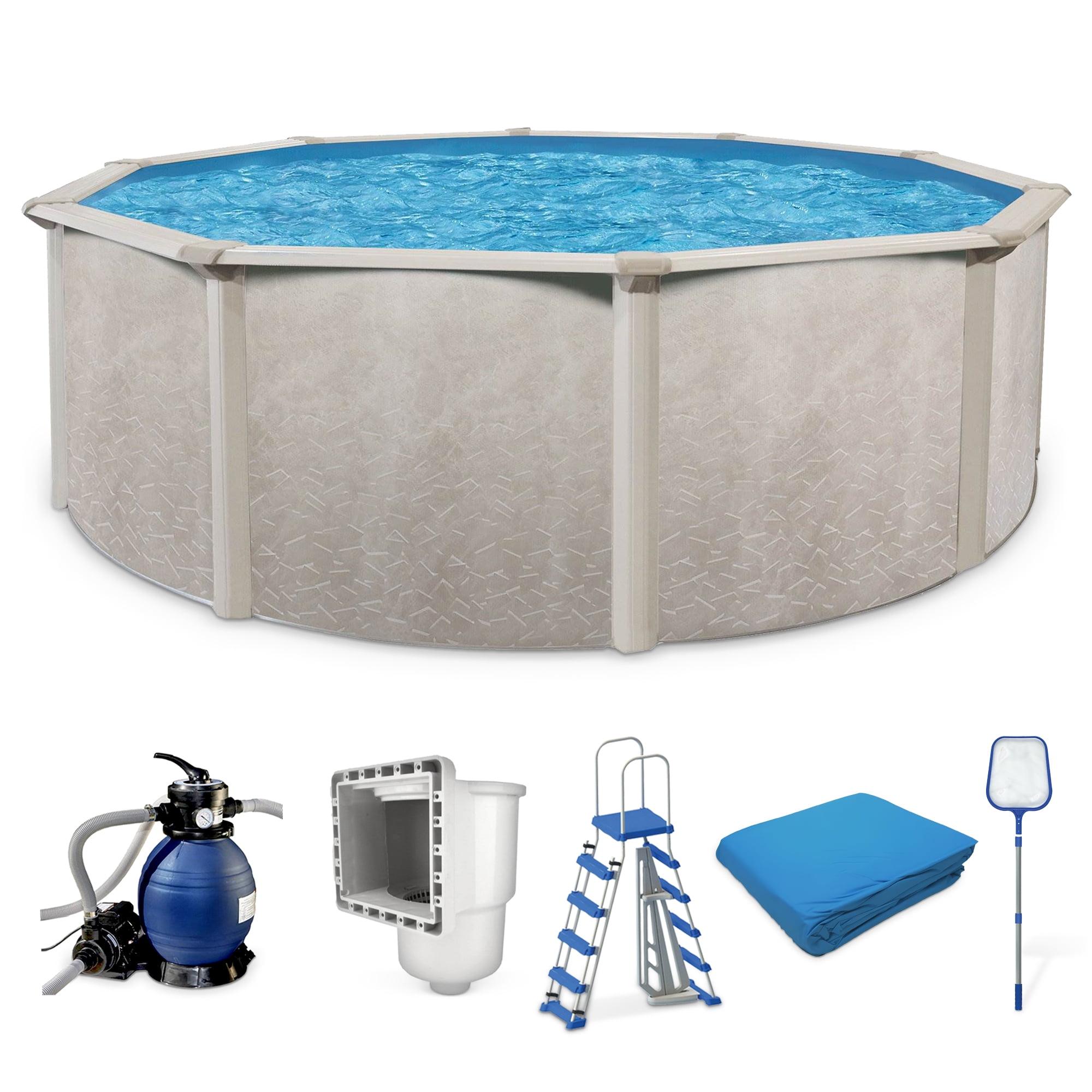 Aquarian Phoenix 18' x 52" Steel Frame Above-Ground Pool Kit, DIY Family Size Backyard Pool with Sand Filter Pump, Ladder, Liner, Skimmer, and Net