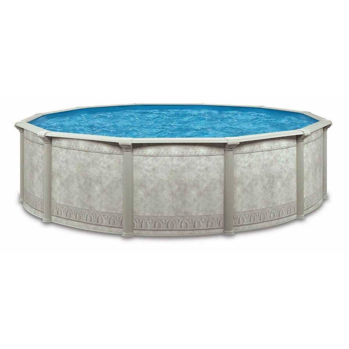 Aquarian Pools Khaki Venetian 21 Foot by 52 Inch Round Steel Outdoor Backyard Above Ground Family Swimming Pool with Skimmer and Liner Not Included