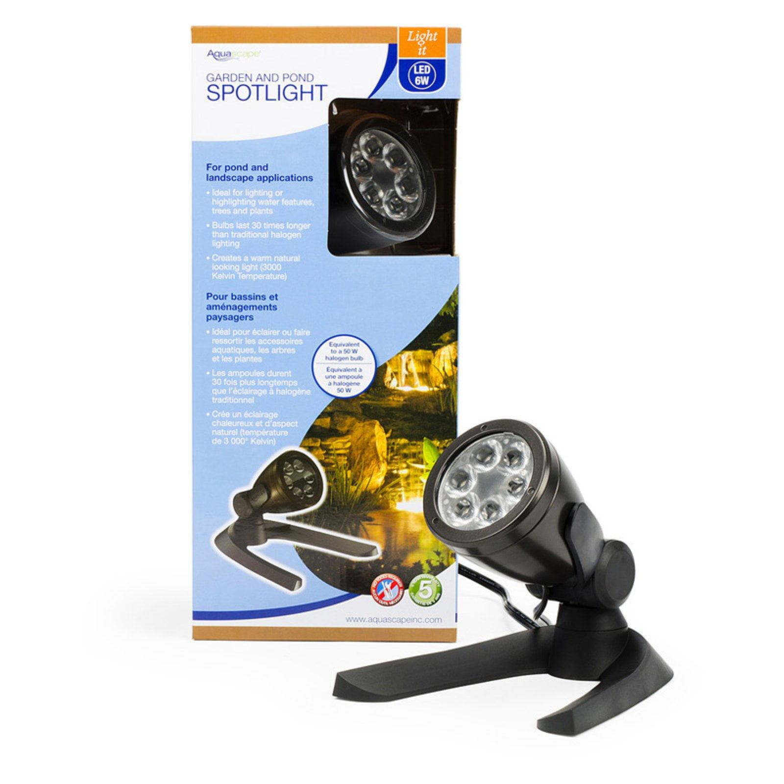 Black 6-Watt Waterproof LED Spotlight for Pond and Garden