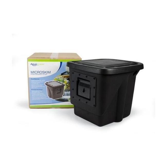 Black Durable Plastic Pond Skimmer with Faux-Rock Lid