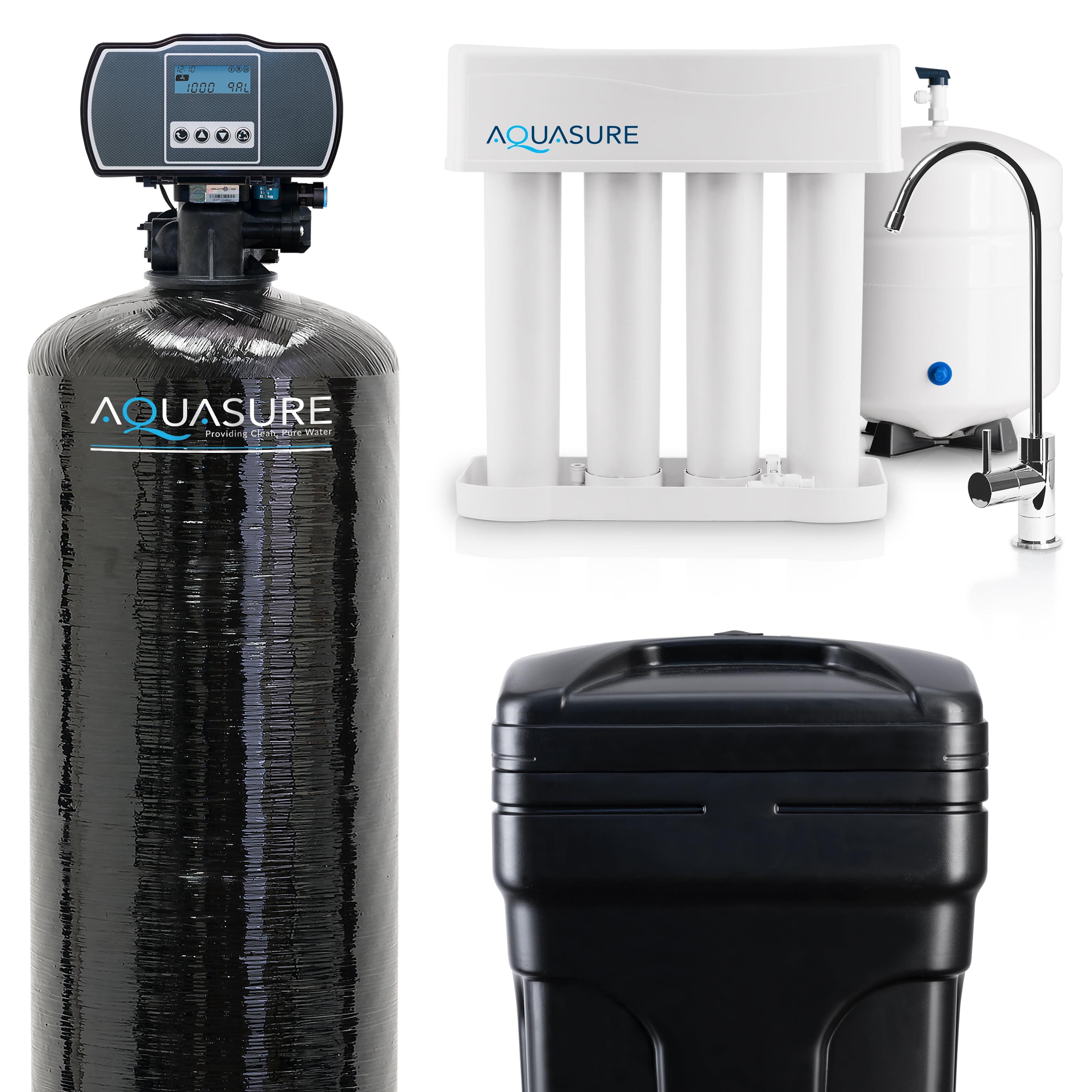 64,000 Grains Black and White Whole House Water Softener and Filtration System