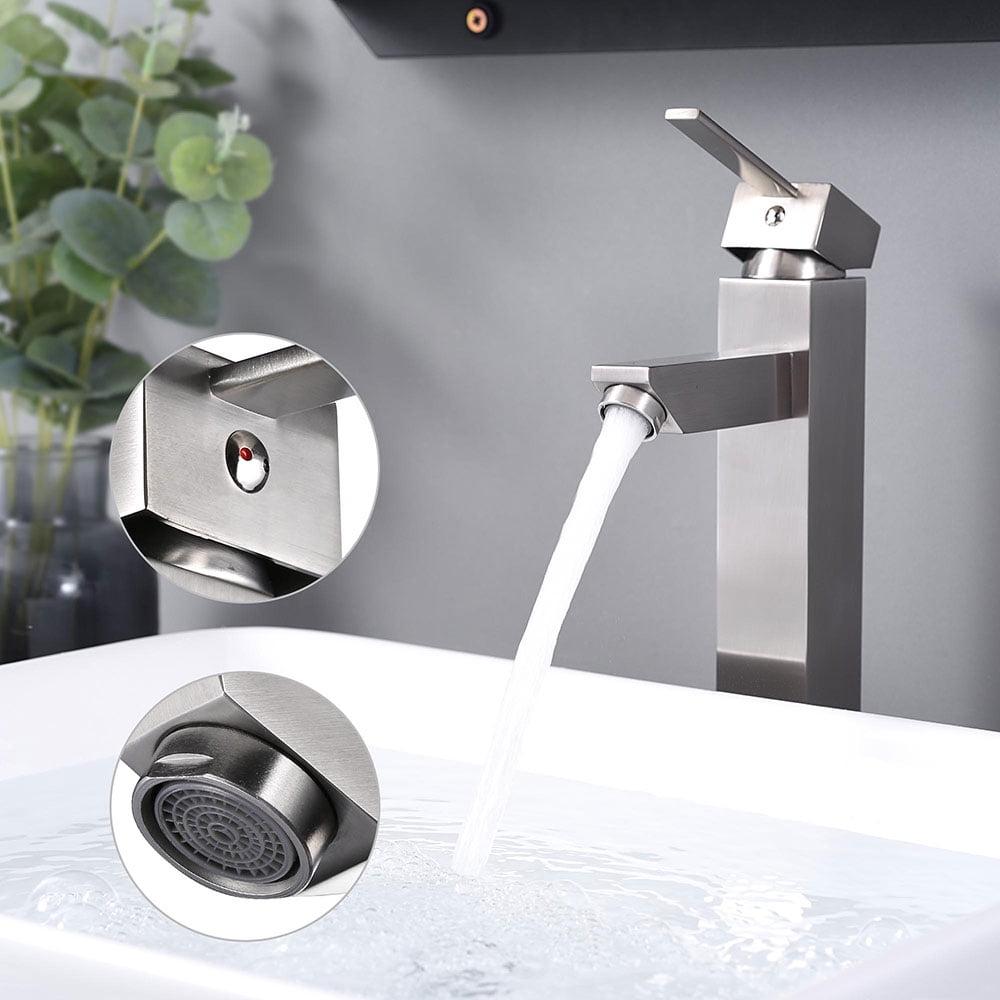 Brushed Nickel Tall Single-Handle Bathroom Faucet