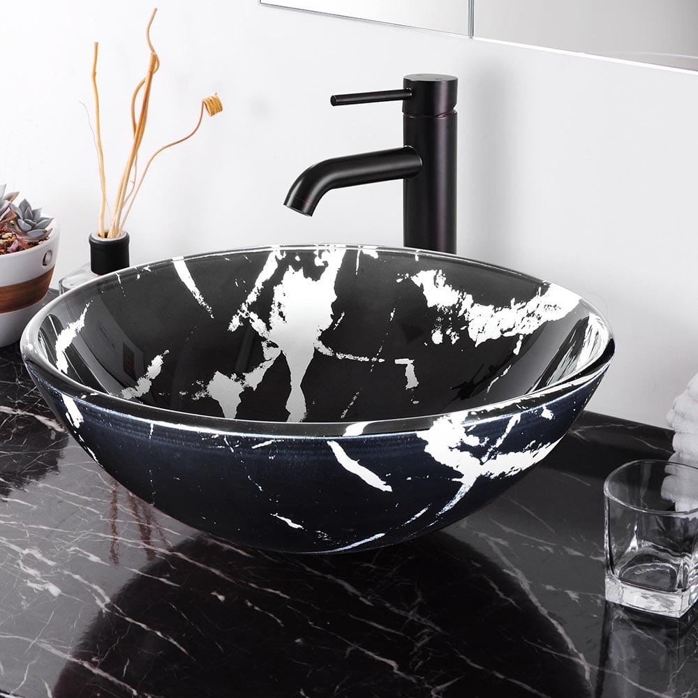 Tempered Glass Circular Vessel Bathroom Sink