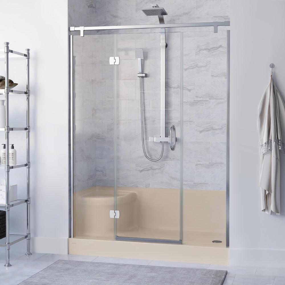 Swiss Madison Aquatique 60" x 32" Single Threshold Shower Base With Right Hand Drain and Integral Left Hand Seat  SM-SB538BV