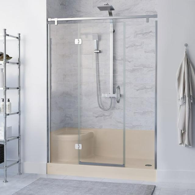 Swiss Madison Aquatique 60" x 32" Single Threshold Shower Base With Right Hand Drain and Integral Left Hand Seat  SM-SB538BV