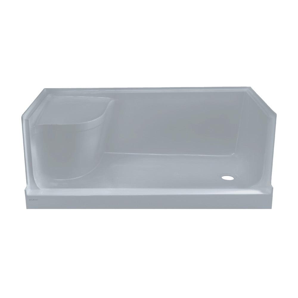 Aquatique 60" x 32" Single Threshold Shower Base With Right Hand Drain and Integral Left Hand Seat