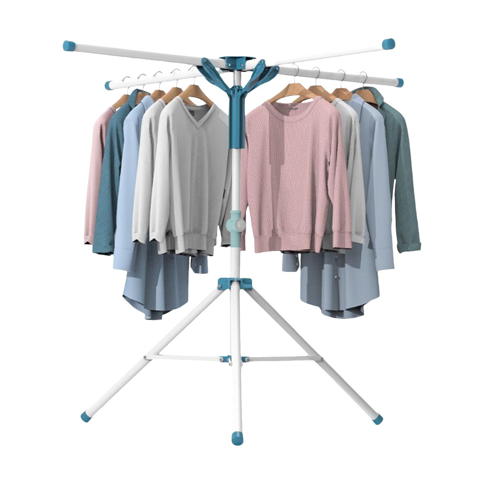 Aqzb Collapsible Steel Freestanding Tripod Clothes Drying Rack, Blue