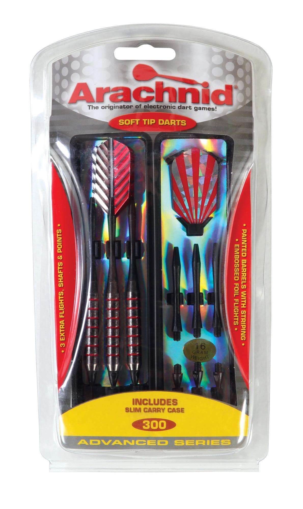 Arachnid Striped Soft Tip Dart Set with Coated Barrels, Embossed Flights, and Carrying Case (16-Gram)