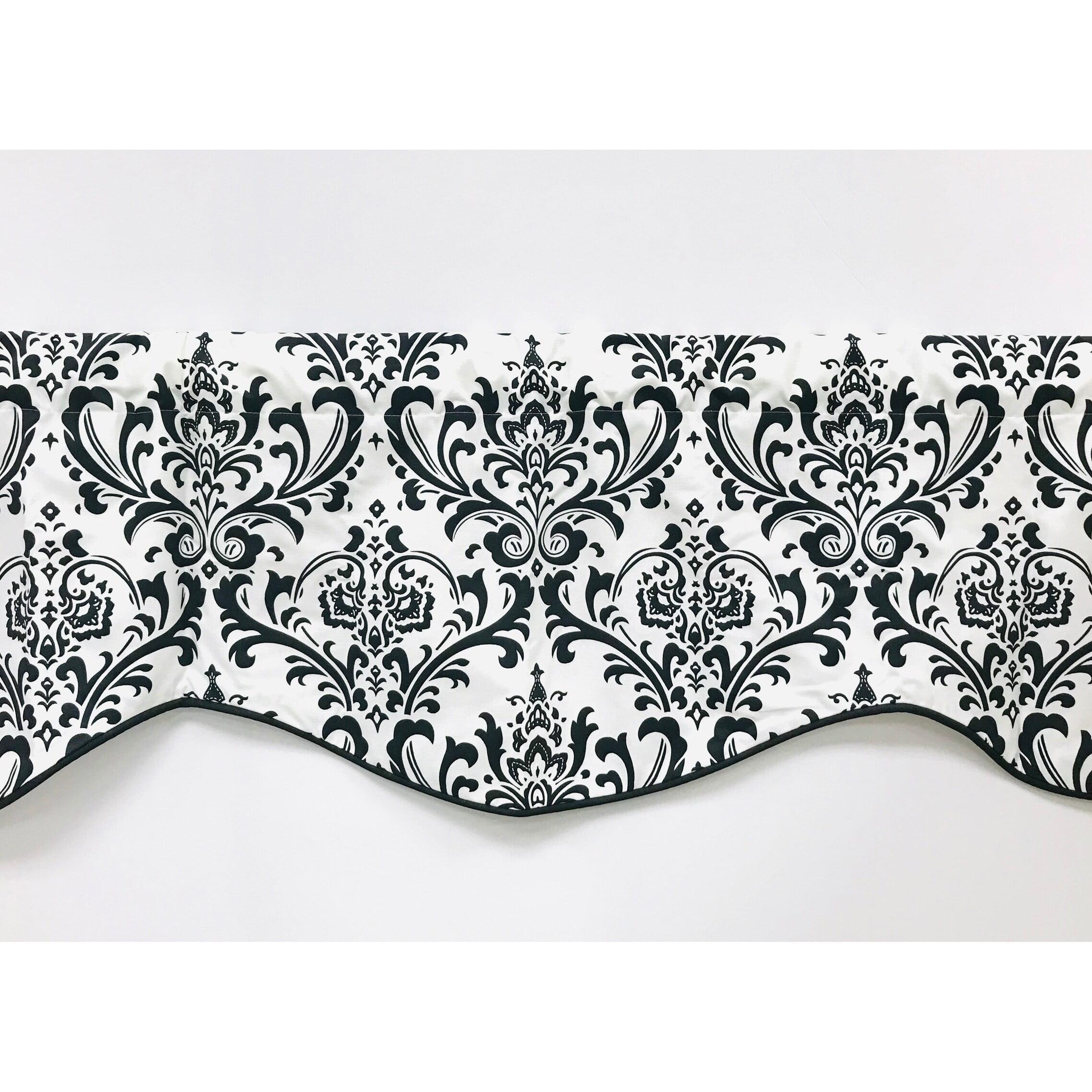 Arbor 50" Black and White Damask Valance