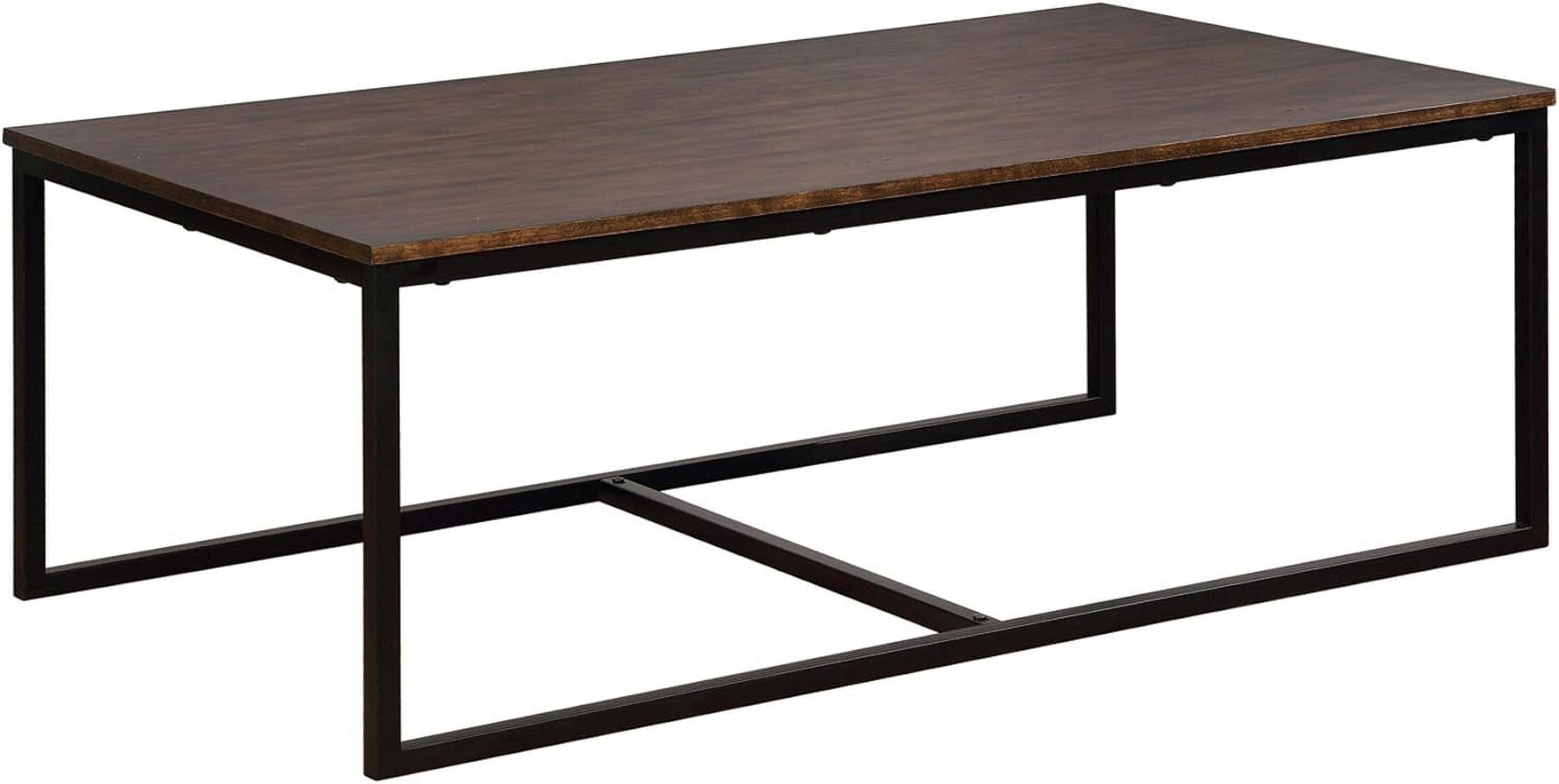 Arcadia 54" Dark Acacia Wood and Metal Coffee Table