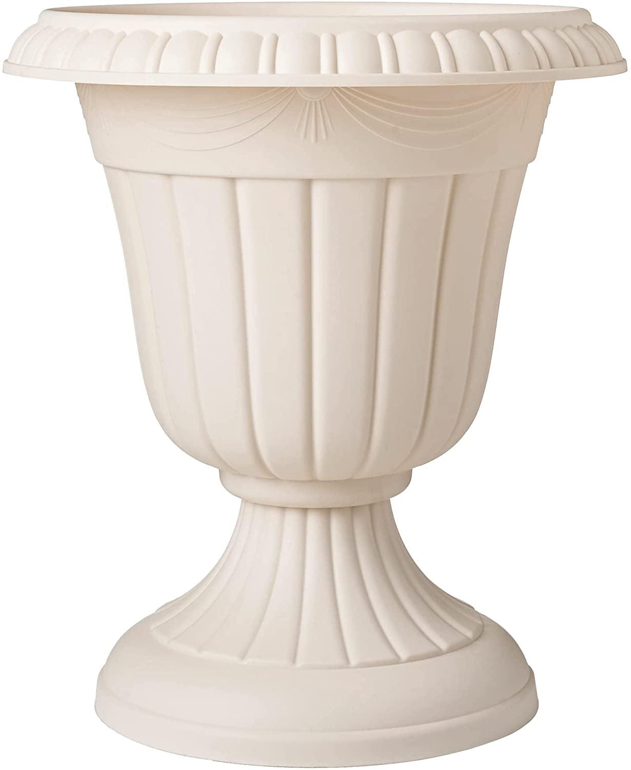 Classic Beige 10"x12" Weather-Resistant Plastic Outdoor Urn Planter