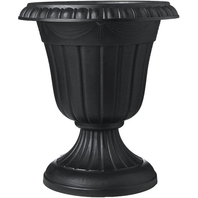 Arcadia Garden Products 16x18" Traditional Plastic Urn Planter, Black