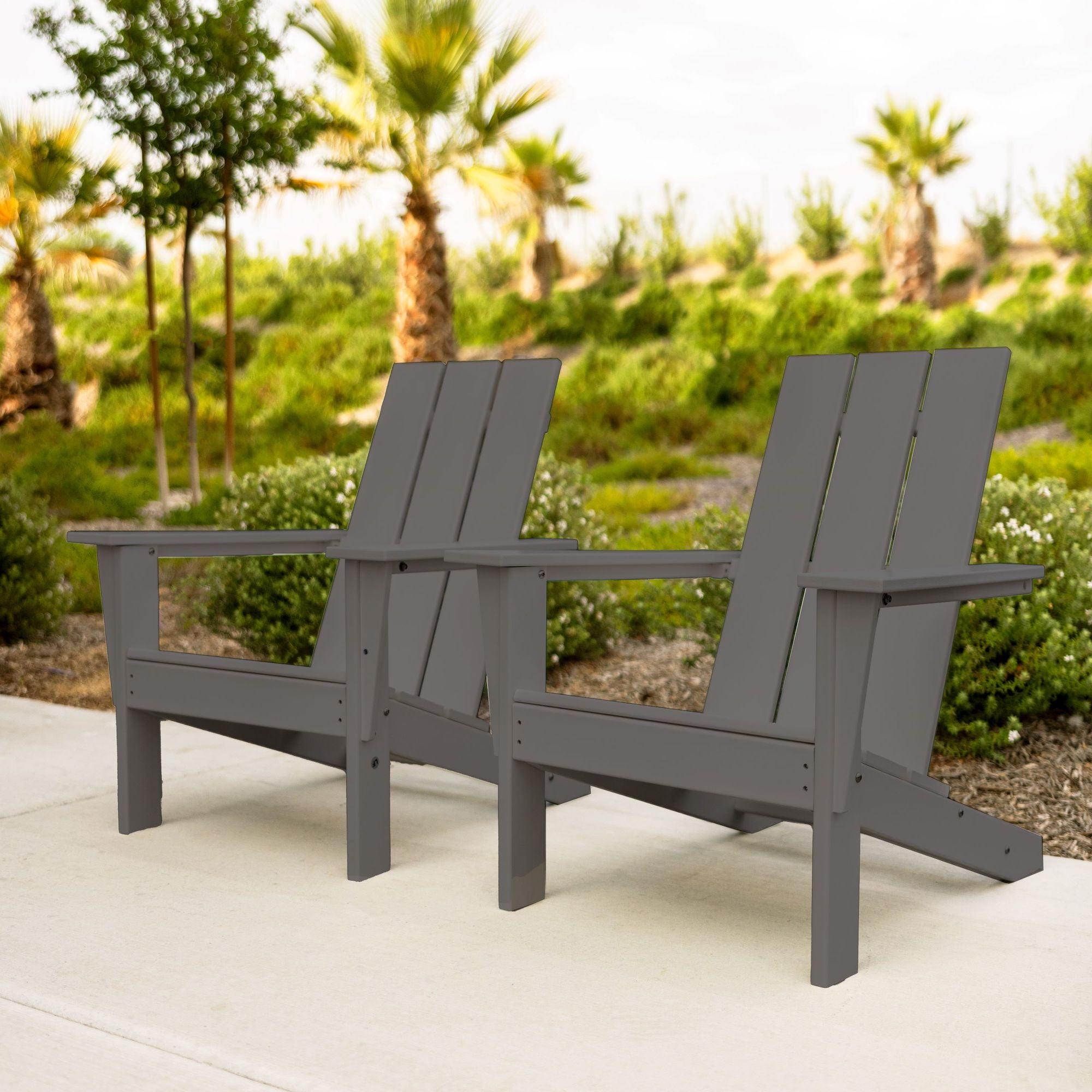 Gray HDPE Outdoor Adirondack Chair Set with Arms